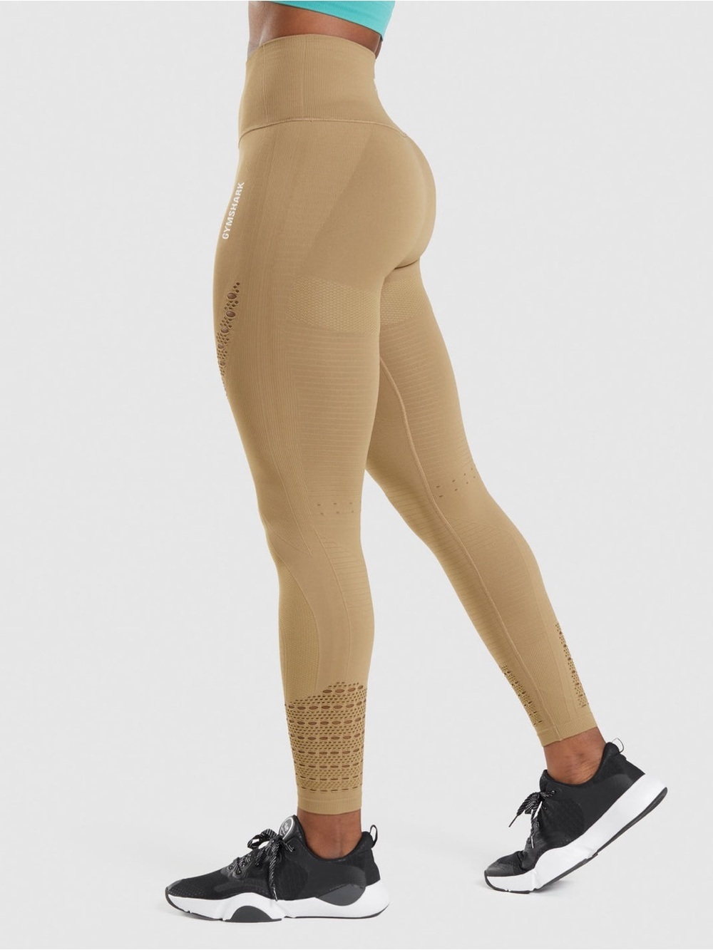 Gymshark ENERGY SEAMLESS LEGGINGS Size Small In Biscotti Brown High Rise EUC